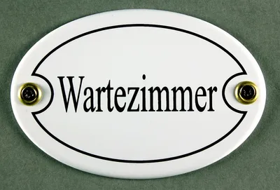 Produktbild von Emaille Türschild Wartezimmer weiss oval Schild