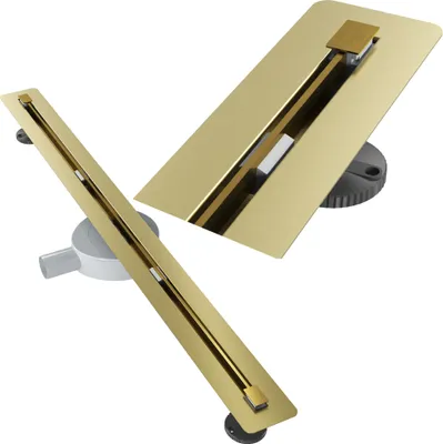 Obrázek produktu pro Tile Line Drain 90 cm ocelová sifonová sprchová vanička Luno Gold