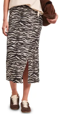 Produktbild von Street One Midi-Rock mit Schlitz und Animal Print Espresso Brown 44