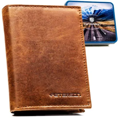 Obrázek produktu pro Peterson pánská peněženka z přírodní kůže RFID světle hnědá 10,5x8 cm