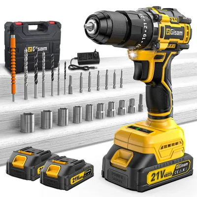 Immagine prodotto di Avvitatore a batteria, 21 V, 2 batterie da 2,0 Ah, coppia di 55 Nm, 23 + 3 livelli di coppia, mandrino autoserrante da 10 mm