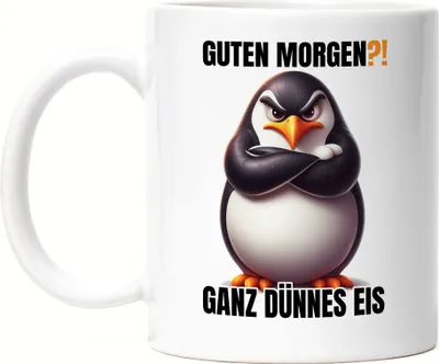 Produktbild von Guten Morgen Ganz dünnes Eis Tasse Weiß Unausschlafen Lustiger Spruch Büro