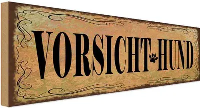 Produktbild von vianmo Holzschild 10x27 cm Vorsicht Hund Tier Haustier