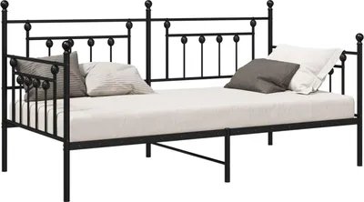 Image de Cadre de lit de jour Noir 107 x 203 cm Acier