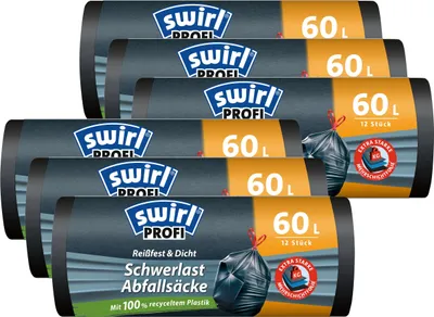 Produktbild von Swirl Schwerlast Säcke 60L 12 stk./ Rolle (6er Pack)