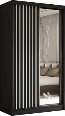 Produktbild von AX LIVING Modern Kleiderschrank Schwarz mit Spiegel Cabinio 120 cm
