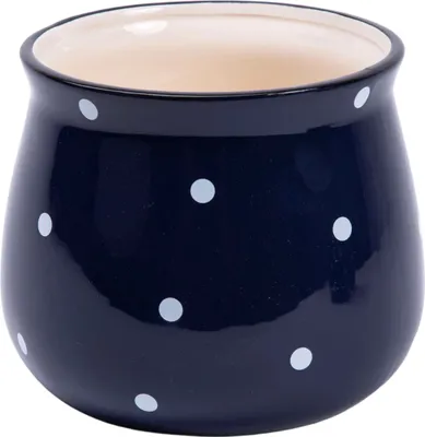 Produktbild von Keramikgehäuse retro navy blau gepunktet 13 cm