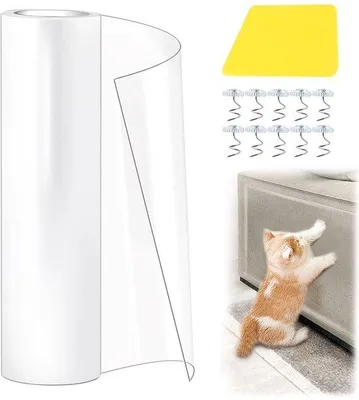 Image de Ruban adhésif long pour chats, film anti-rayures pour meubles, portes et murs, transparent, pour chats et chiens