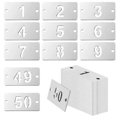 Zdjęcie produktu dla 50 sztuk metalowych tabliczek z numerami - idealne do organizacji