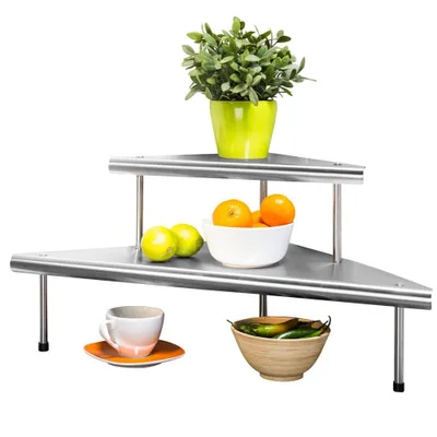 Image de WENKO Etagère d'angle de cuisine Massivo Duo avec 2 étagères Acier inoxydable