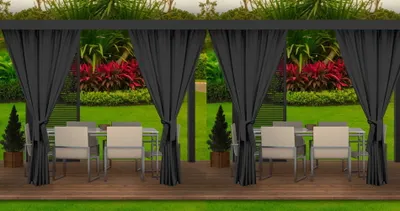 Zdjęcie produktu dla Zasłony ogrodowe 155x200cm antracytowe 4 szt | zasłony na taras balkon | zasłony zewnętrzne wodoodporne | zasłony do ogrodu | zasłony na zewnątrz