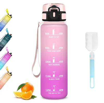 Produktbild von Trinkflasche 1l Mujigaga, Sportflasche mit Filter, auslaufsicher, Zeitmarkierung
