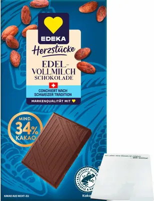 Produktbild von Edeka Herzstücke Edelvollmilch Schokolade (100g Tafel) + usy Block