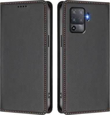 Immagine prodotto di Custodia per telefono cellulare per Oppo F19 Pro, Flip Cover in Finto cuoio antiurto magnetica con supporto nero