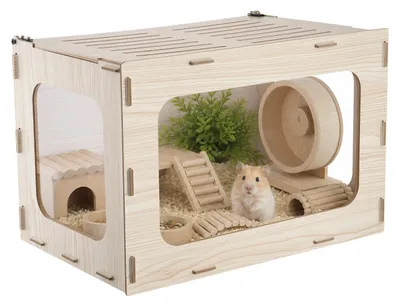 Zdjęcie produktu dla Klatka dla chomika VEVOR, klatka dla gryzoni, terrarium, klatka dla chomika, wykonana z drewna, wymiary 605x405x405 mm, okno widokowe 270°, zabezpieczona przed gryzoniami, z pokrywą i wentylacją, idealna dla chomików syryjskich, chomików karłowatych, świnek morskich i myszy