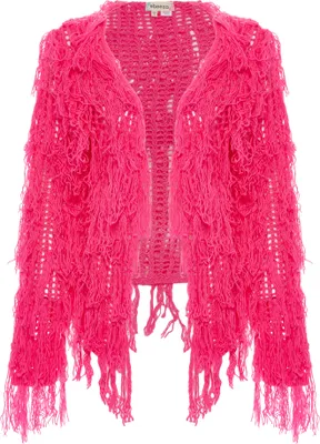 Produktbild von ebeeza damen gehäkelte jacke - pink, XS/S