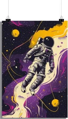 Produktbild von Astronaut Poster - Kunst Poster - Weltraum Poster - Entdeckung Poster - 51x71cm - Perfekt zum Einrahmen