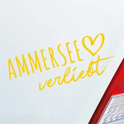 Produktbild von Auto Aufkleber Ammersee verliebt Herz See Sea Liebe Car 19x7 cm Gelb Sticker Heckscheibenaufkleber