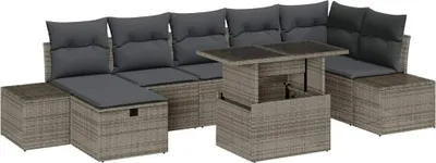 Immagine prodotto di vidaXL Set di divani da giardino 8 pezzi in polirattan grigio