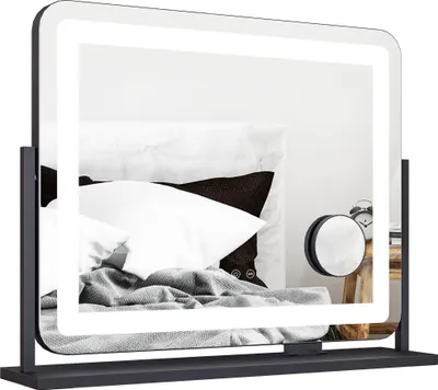 Produktbild von LED-Schminkspiegel mit USB-Anschluss, 3 Beleuchtungsmodi, drehbar, Schwarz
