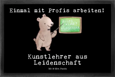 Produktbild von Mr. & Mrs. Panda fußmatte Kunstlehrer Leidenschaft 50 x 75 cm - Schwarz - Geschenk, Schmutzmatte, Sauberlaufmatte, Abtreter, Kunstschule, Witzig, Schmutzfangmatte, Spruch