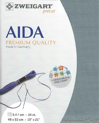 Immagine prodotto di AIDA Zweigart precut 14 ct. Stella-Aida 3706 colore 594 blu nebbia, tessuto per punto croce 48x53cm