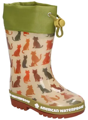 Produktbild von American Club KAL36, Kinder-Gummistiefel wasserdicht Katzenmuster Beige 25