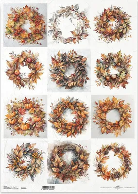 Produktbild von Reispapier Decoupage Bastelpapier für Decoupage A3 ITD-1331L Herbstblattgirlanden
