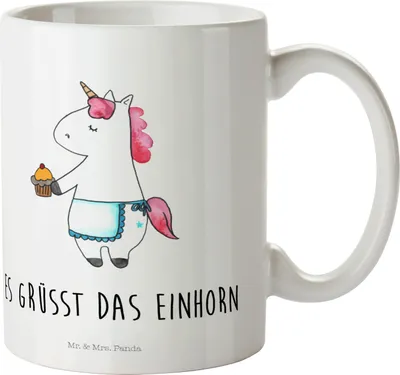 Produktbild von Mr. & Mrs. Panda Pott Einhorn Muffin - Weiß - Geschenk, Geburtstag, Kinderbecher, Trinklernbecher, Geburtstagsgrüße, Mehrwegbecher, Plastikbecher, Backen, Campingbecher