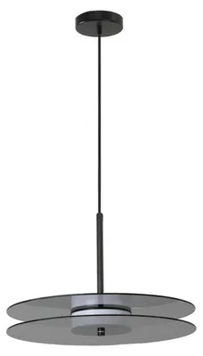 Produktbild von Hängeleuchte LED, horizontale Ringe, CASY, schwarz, Rauchglas, 6W, variable Farbtemperatur, 860lm, Glas, Abmessungen: 120x38x4,5cm, IP20, Light Prestige