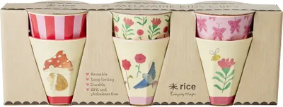 Produktbild von Rice Melamin Cups - Pink Happy Forest Print Small 6er-SET