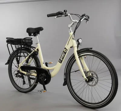 Produktbild von 26 Zoll City E-Bike Tiefeinsteiger, 36 V 14,4 Ah Akku, 7-Gang-Schaltung, LCD-Display, Scheibenbremsen und Gepäckträger