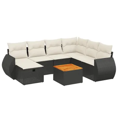 Produktbild von vidaXL 8-tlg. Garten-Sofagarnitur mit Kissen Schwarz Poly Rattan