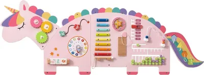 Image de Mur d'activités 11 en 1 Licorne pour tout-petits, tableau sensoriel Montessori
