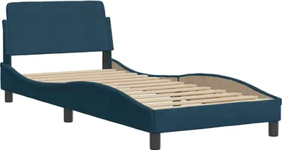 Produktbild von vidaXL Bettgestell mit Kopfteil "Dover" Blau 80x200 cm Samt