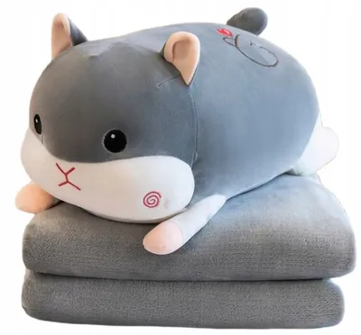 Produktbild von Granda Liegender Hamster Kuscheltier Kissen mit Decke 3-in-1