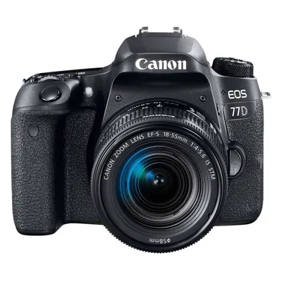 Image de Canon EOS 77D + objectif 18-55mm F4.0-5.6 IS STM, 24,2 MP, 6000 x 4000 pixels, capteur CMOS, Full HD, écran tactile, noir