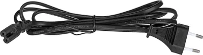 A black power cord with two plugs.