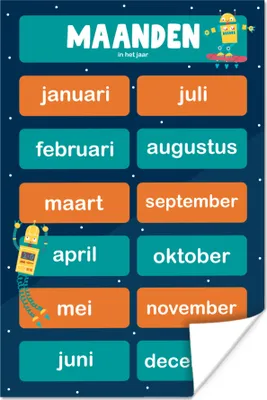 Produktbild von MuchoWow® Poster Kinderzimmer - Erzieherisch - Monate - Mädchen - Jungen - Kinder 80x120 cm - Papierdruck