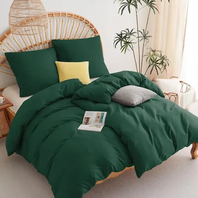 Obrázek produktu pro TRANKIELO® - Sada povlečení na peřinu - 4 kusy - 100% mikrovlákno - rozměry 135x200 cm a 80x80 cm - smaragdově zelená