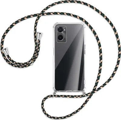 Produktbild von Handykette Backcover-Schutzhülle mit Band (Metall silberfarben) für Oppo A76 - camouflage
