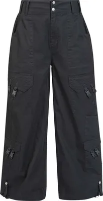 Produktbild von Gothicana by EMP Damen schwarze Stoffhose mit weit geschnittenem Bein M