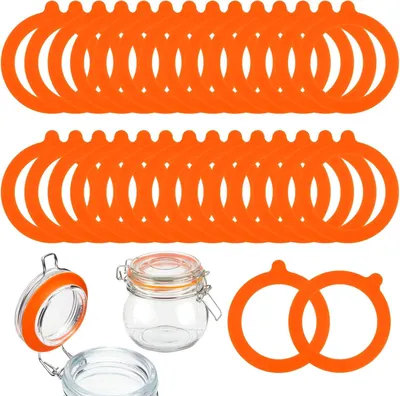 Produktbild von Dichtungsring 30 Stück Gummiringe für Einmachgläser, 95 x 70 mm Silikon-Einmachgummi-Glasdichtungen Ersatz, Gummiringe für Einmachgläser, Einmachringe