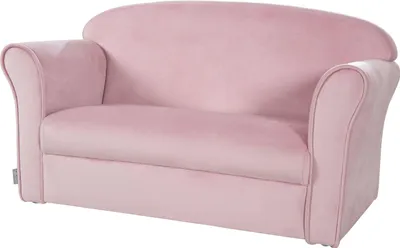 Image de roba Canapé pour enfants "Lil Sofa" avec accoudoirs, canapé confortable pour enfants recouvert de tissu velours rose