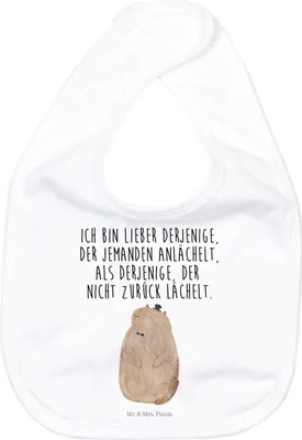 Produktbild von Mr. & Mrs. Panda Sabber Lätzchen Murmeltier - Weiß - Geschenk, Sabberlätzchen, Fröhlichkeit, Freundlichkeit, Lustige Sprüche, Kinderlätzchen, Baumwoll, Knigge, Anstand