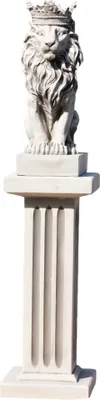 Produktbild von Schöner Löwe mit Krone  auf Säule Zwei Teiliges Set bestehend aus Steinguss ist Frostfest Witterungsbeständig und Neu 83cm H, JA-056uJA-057