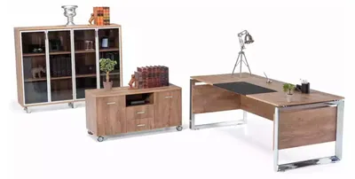 Produktbild von Büromöbel Set braun Schreibtisch Kommode Aktenschrank 3tlg. Set Möbel