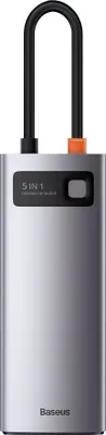 Image de Hub 8in1 Baseus Metal Gleam Series, USB-C vers 3x USB 3.0 + HDMI + USB-C PD + Ethernet RJ45 + microSD / SD