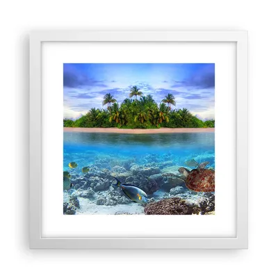 Produktbild von Gerahmtes Poster - Weißer Rahmen - Strand lagune wasser ozean - 30x30 cm - Wand Bild - Wanddeko - Wandbilder - Wandposter - Bilderrahmen - Bilder - Kunstdruck - Wandbild - P2WAC30x30-2686