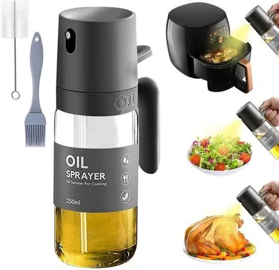 Produktbild von Öl-Sprühflasche 250ml Glas mit Bürsten für Backen Grillen